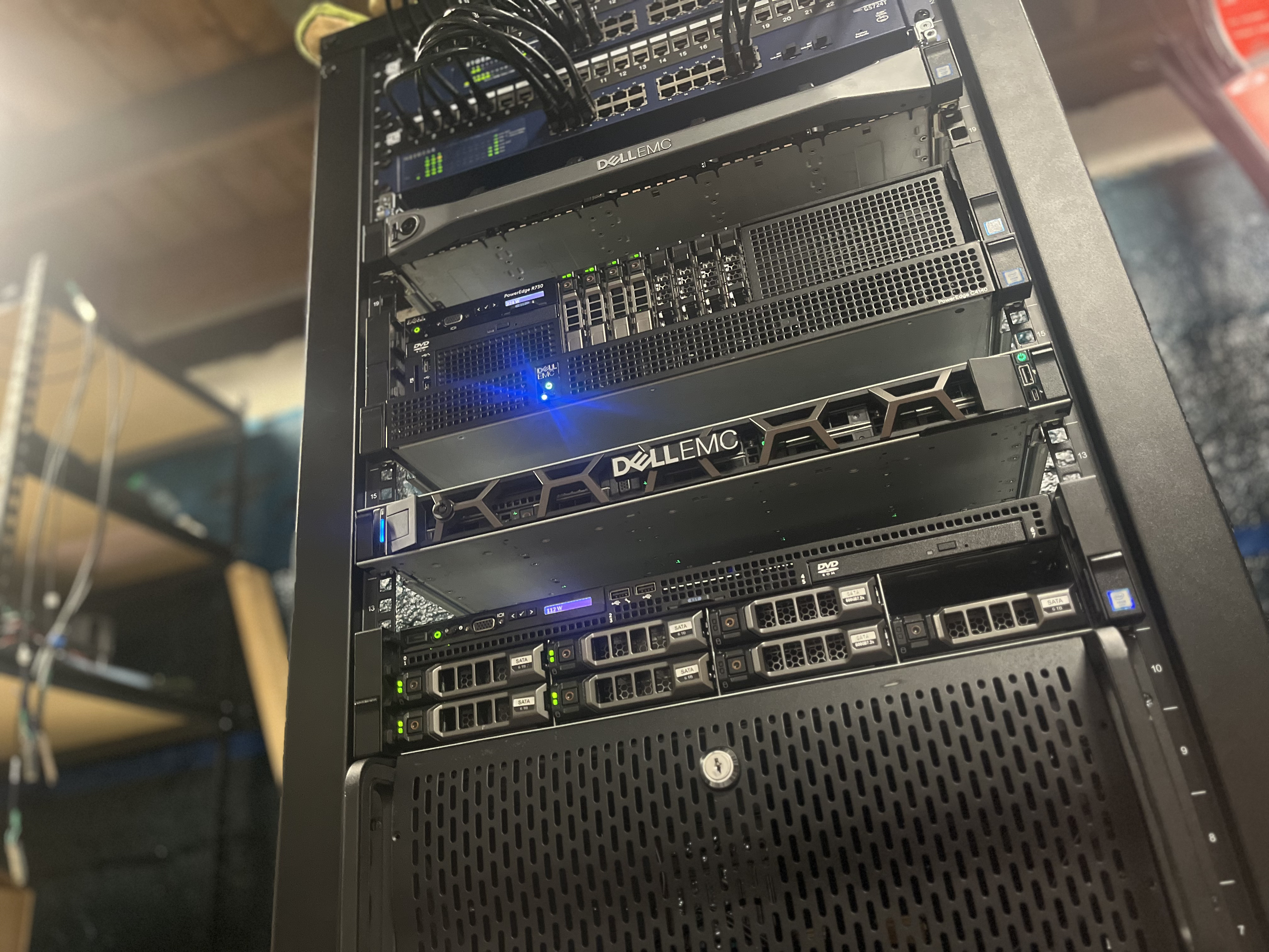 Front of rack in full lighting